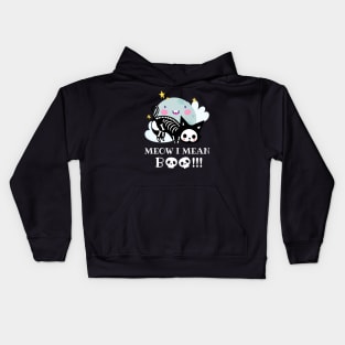 Meow i mean boo, cat halloween, cat lover Kids Hoodie